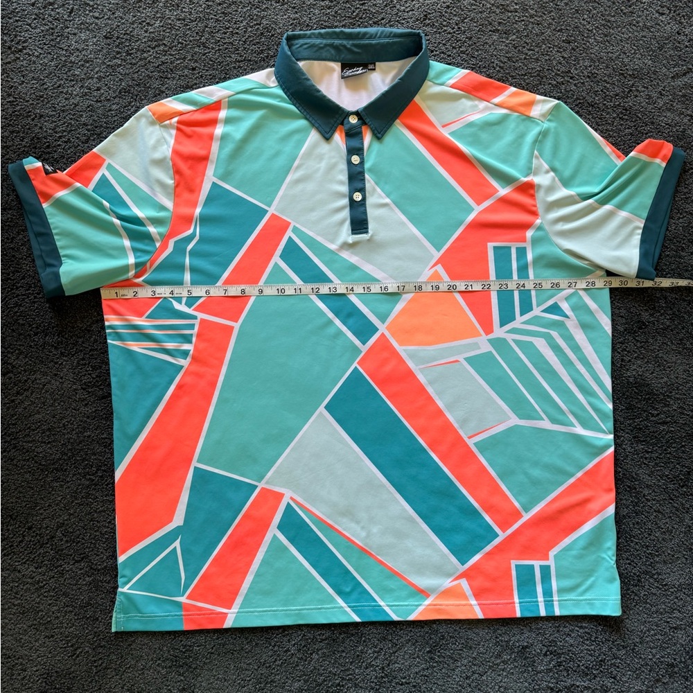 Sunday Swagger Geometric Pattern Polo Shirt - Multicolor